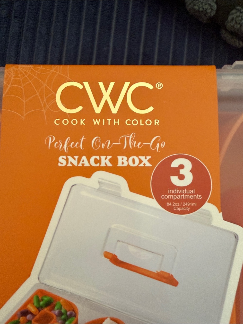 CWC BOO Orange 3-Compartment Snack Box - Portable Food Storage - Picture 3 of 3